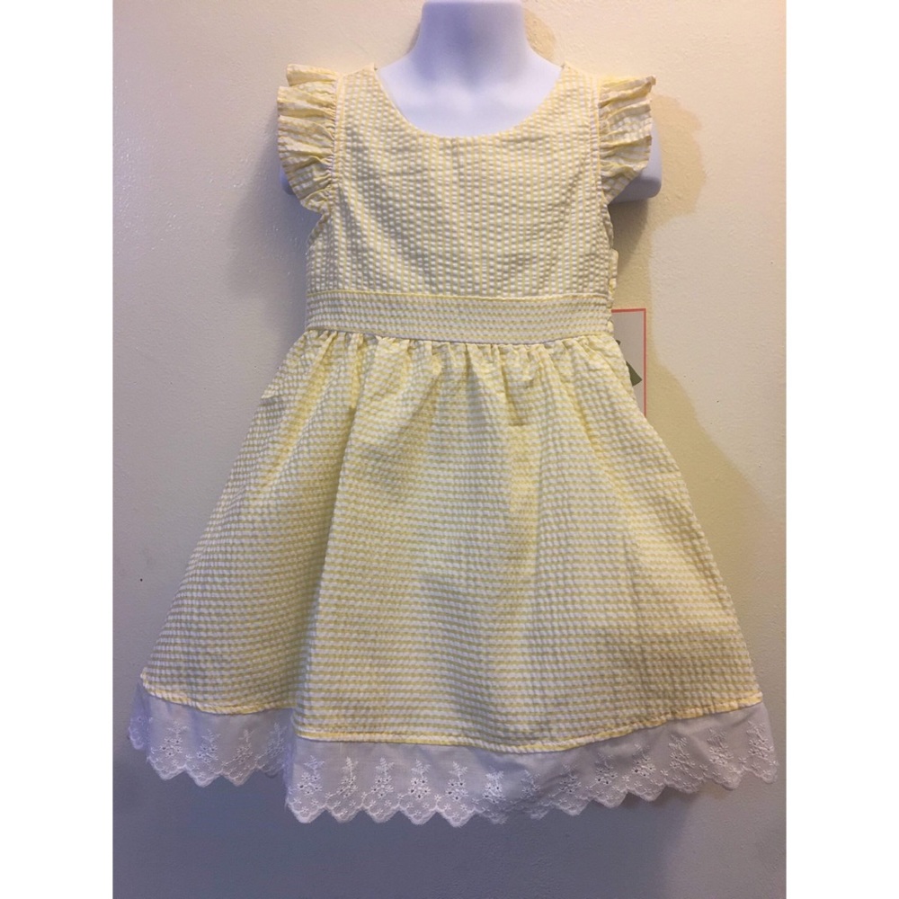 Girls Yellow Seersucker Easter Dress NWT
